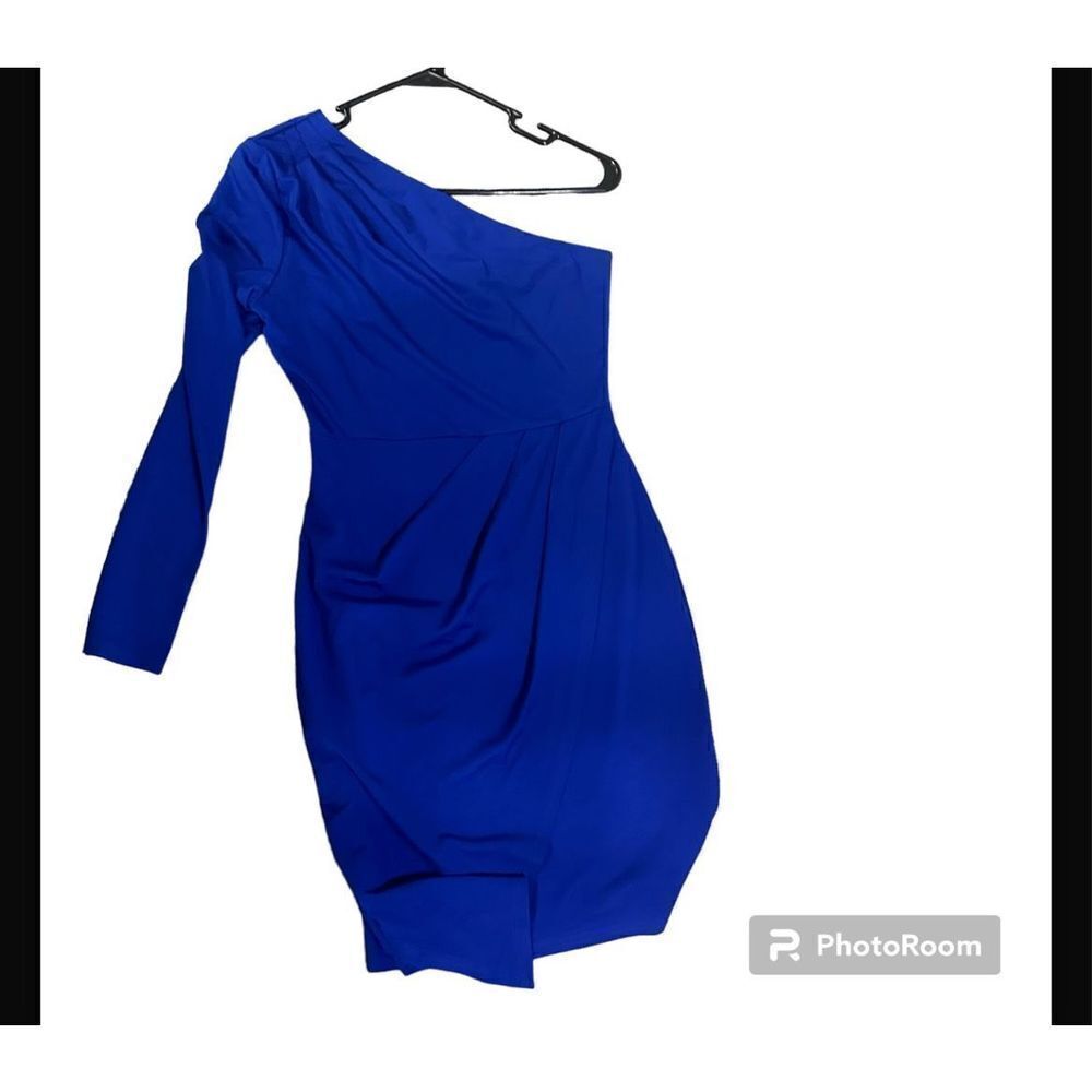 Blue medium  sexy one shoulder long sleeve sexy dress